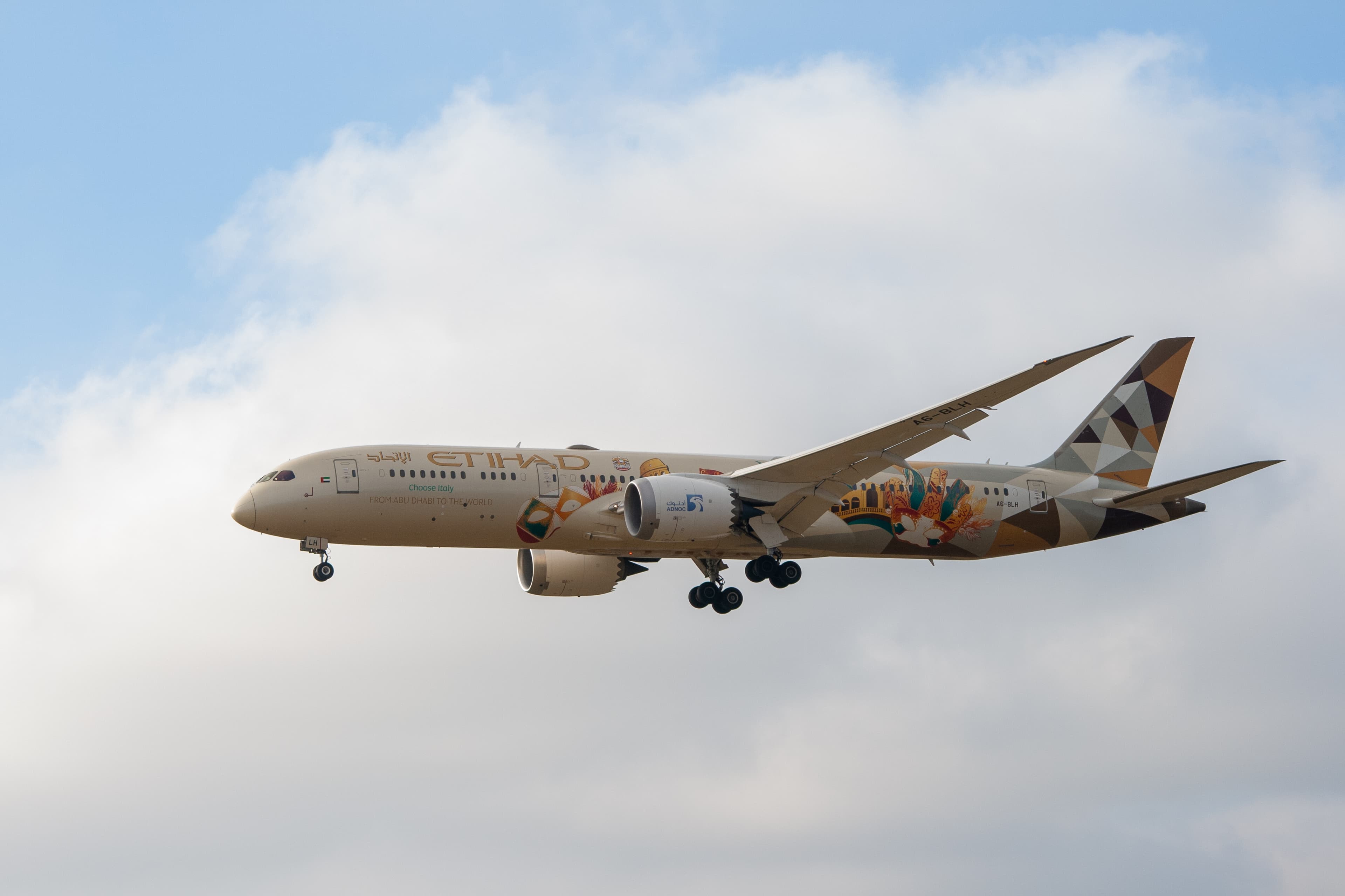 Etihad Airways vliegtuig in vlucht